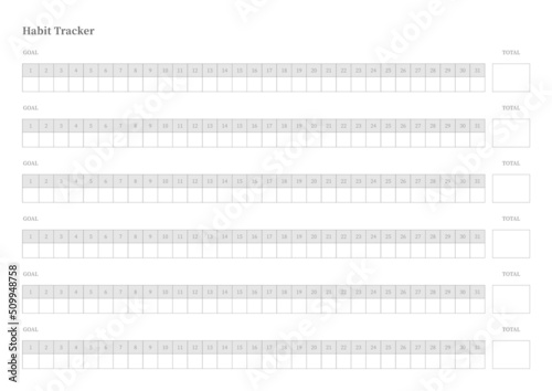 Note, scheduler, diary, calendar planner document template illustration. Habit tracker.