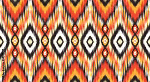Geometric Ethnic Oriental ikat Pattern Seamless ikat Vector