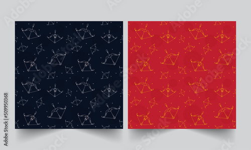 Seamless Bow And Arrow Pattern Background In Two Color Options.