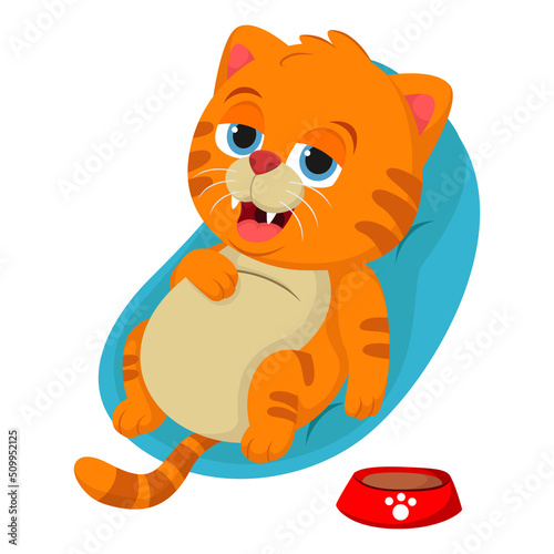 Cute cat with a full belly