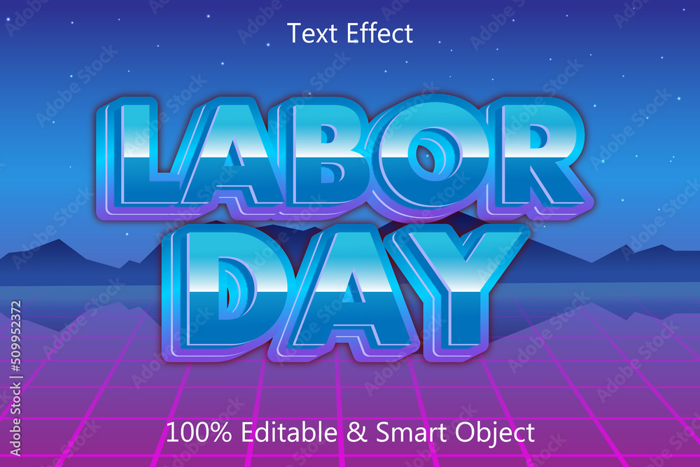Obraz premium Labor Day editable 3 dimension emboss Retro style