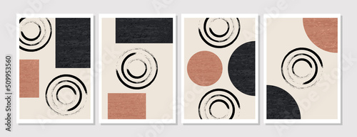 set of abstract vector boho wall decoration poster minimalist design background cover wallpaper print bohemian