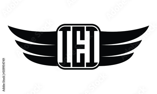 IEI three Letter Wings Flying Initial wing symbol minimalist creative concept flag icon professional logo design Vector template photo