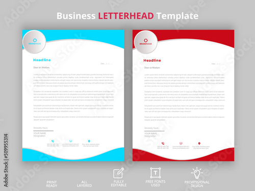 Abstract Letterhead Design with stationery design shapes. Vector design template