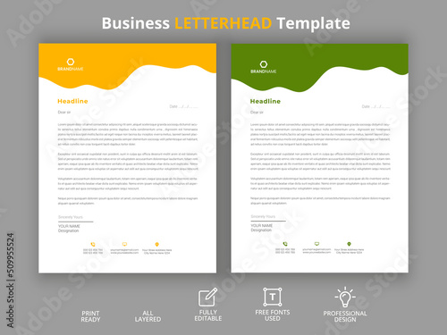 Minimalist concept business flat style, Modern company letterhead template design