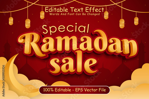 Special Ramadan Sale Editable Text Effect 3 Dimension Emboss Cartoon Style