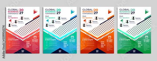 creative corporate abstract seminar conference flyer template set vector