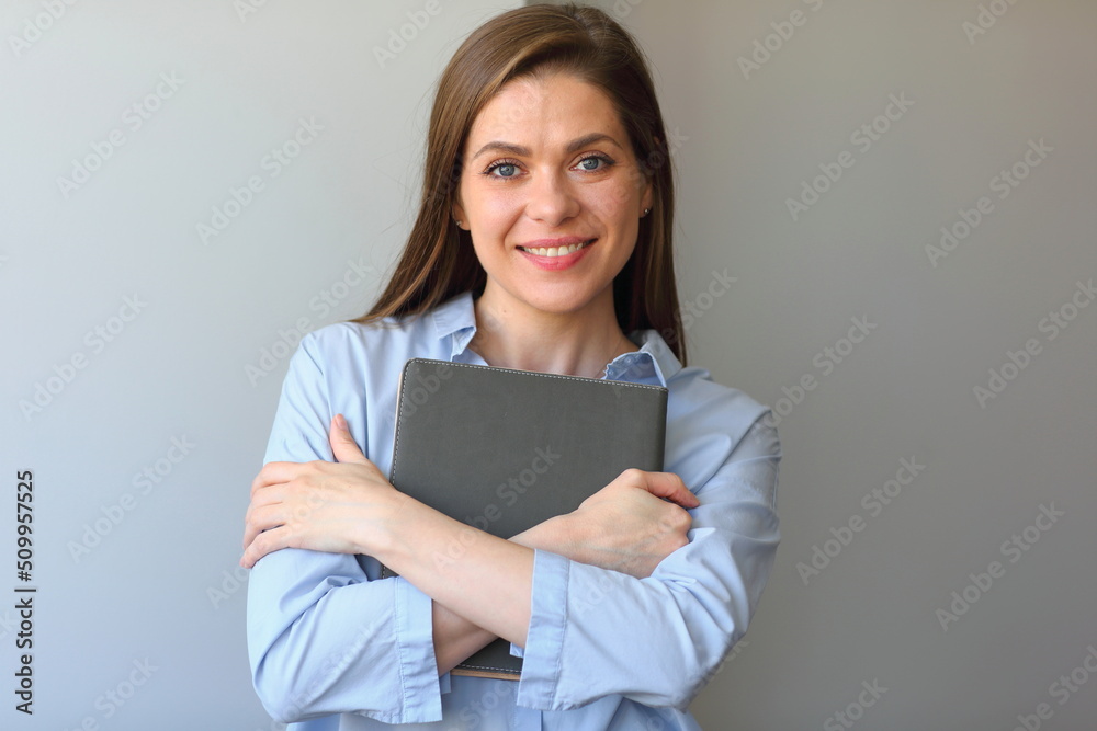 Teacher woman holding book. Isolated portrait student girl. Teacher woman holding book. Isolated portrait student girl.