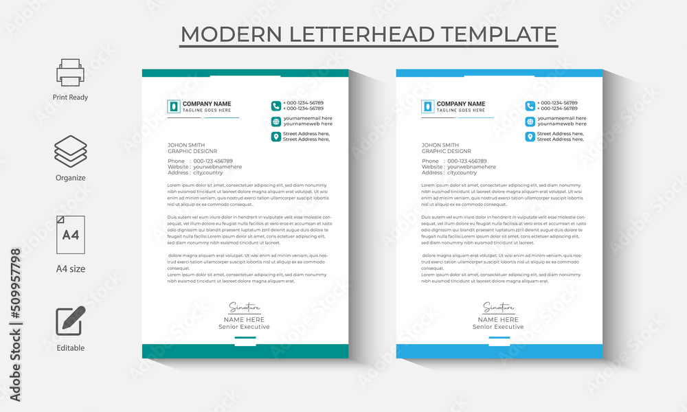 corporate modern letterhead design template with blue, green color. creative modern letter head design template for your project. letterhead, letter head, Business letterhead design. corporate modern letterhead design template with blue, green color. creative modern letter head design template for your project. letterhead, letter head, Business letterhead design.