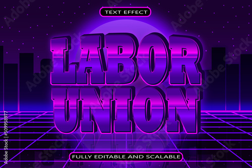 Labor Union Editable Text Effect 3 Dimension Emboss Retro Style