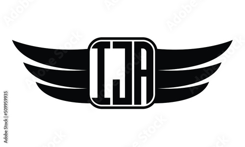 IJA three Letter Wings Flying Initial wing symbol minimalist creative concept flag icon professional logo design Vector template photo