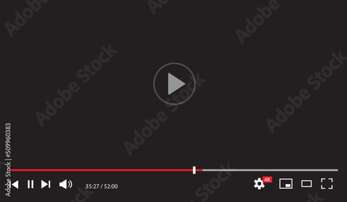 Video player interface. Video streaming template. play button. Vector illustration