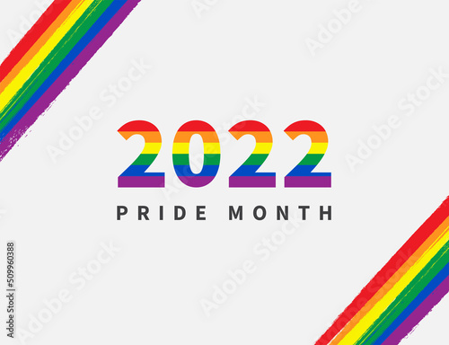 2022 Pride month. LGBTQ rainbow flag on white background. Vector illustration