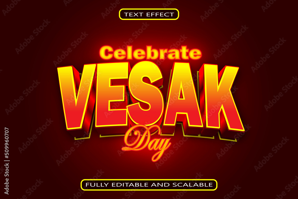Celebrate Vesak Day Editable Text Effect 3 Dimension Neon Style