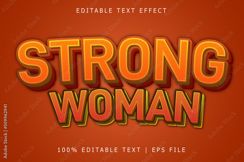 Strong woman editable Text effect 3 Dimension emboss modern style