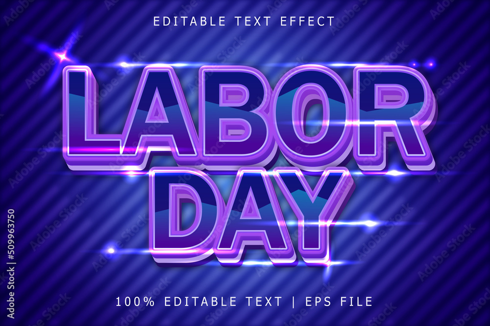 Labor Day Editable Text Effect 3 Dimension Emboss Modern Style