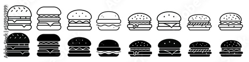 Burger icon vector set. fast food illustration sign collection. food symbol. photo