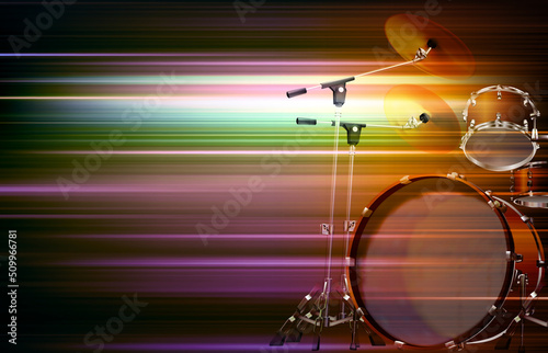 abstract dark blur music background with drum kit