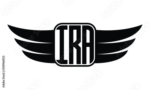 IRA three Letter Wings Flying Initial wing symbol minimalist creative concept flag icon professional logo design Vector template
