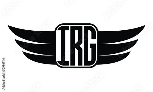 IRG three Letter Wings Flying Initial wing symbol minimalist creative concept flag icon professional logo design Vector template photo