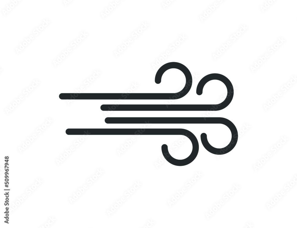 Wind or breeze icon for weather forecast application or widget. Two-tone version on black and white background. eps 10. Wind or breeze icon for weather forecast application or widget. Two-tone version on black and white background. eps 10.