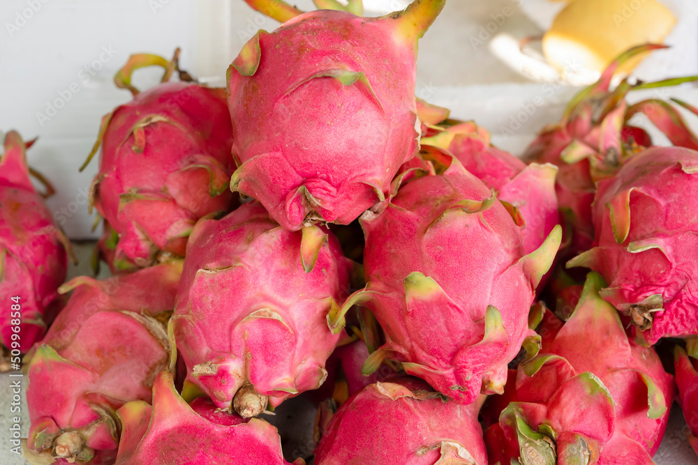 food and drink, several dragon fruit