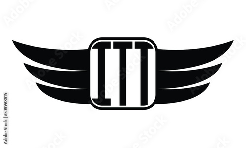 ITT three Letter Wings Flying Initial wing symbol minimalist creative concept flag icon professional logo design Vector template