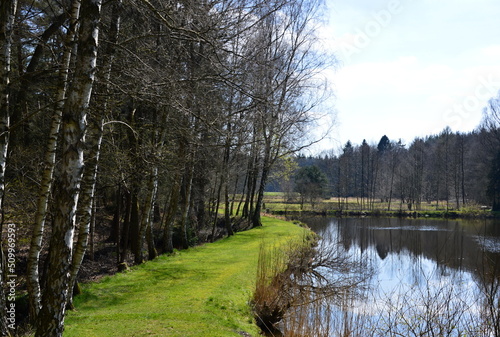 Landschaft am Fluss Warnau im Frühling im Dorf Borg, Niedersachsen photo