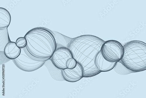 Wireframe bubble wave background in the technology and futuristic style