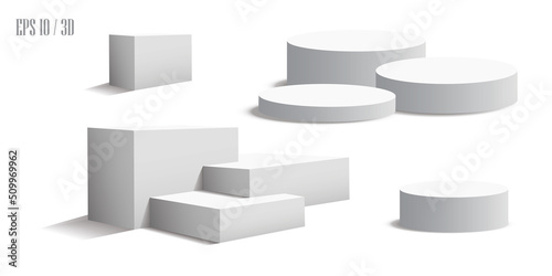 Podium, isolated on a transparent background. 3d pedestal. Vector illustration