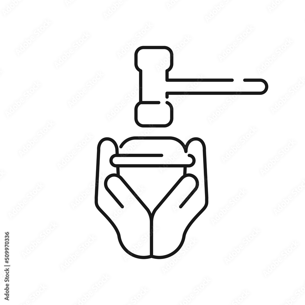 Judges gavel in hand line icon, Judges gavel editable stroke outline icon, high quality vector symbol for mobile app. Judges gavel in hand line icon, Judges gavel editable stroke outline icon, high quality vector symbol for mobile app.