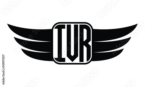 IVR three Letter Wings Flying Initial wing symbol minimalist creative concept flag icon professional logo design Vector template