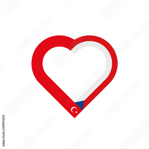 unity concept. heart ribbon icon of turkey and czech republic flags. vector illustration isolated on white background