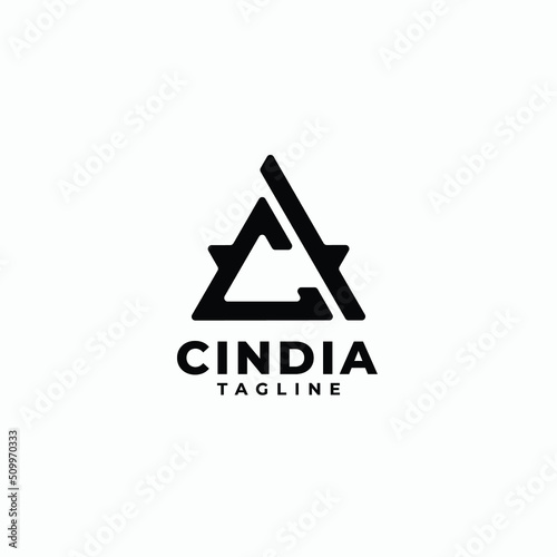 Triangle initials monogram logo with letter CI, C and I