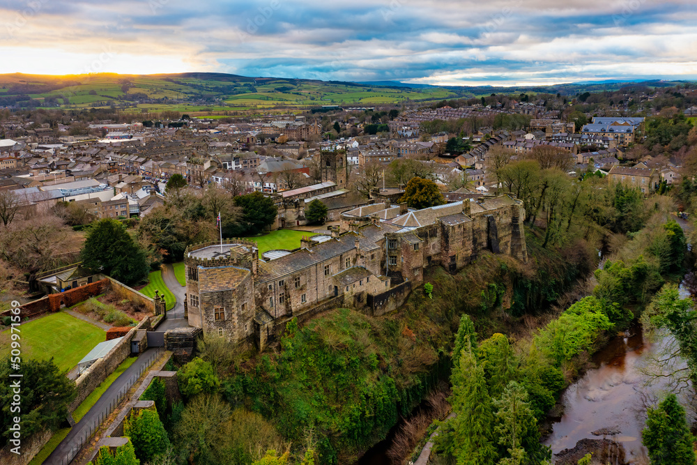 Skipton Castle in December from Drone Point of View