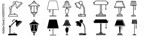Photos lamp icon vector set