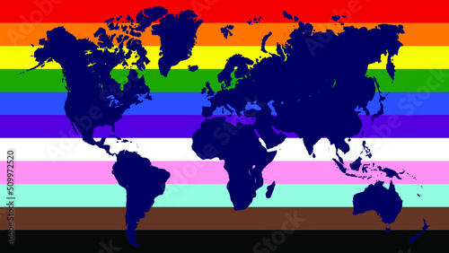 LGBTQ+ earth and flag for pride and sexuality rights vector, 4k screen size