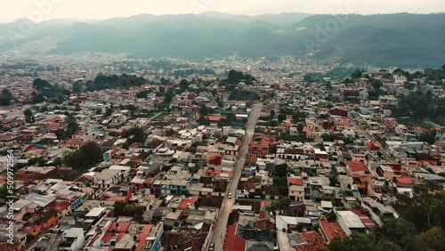 San Cristobal de Las Casas Colonial Mexico Aerial Drone Fly Above Top Notch View photo