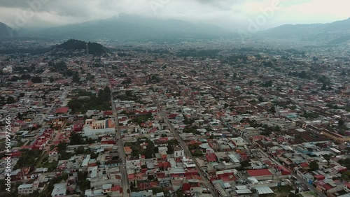 San Cristobal De Las Casas Chiapas Aerial Drone Fly Above Mexico Highlands City, Magical Tzotzil Town photo
