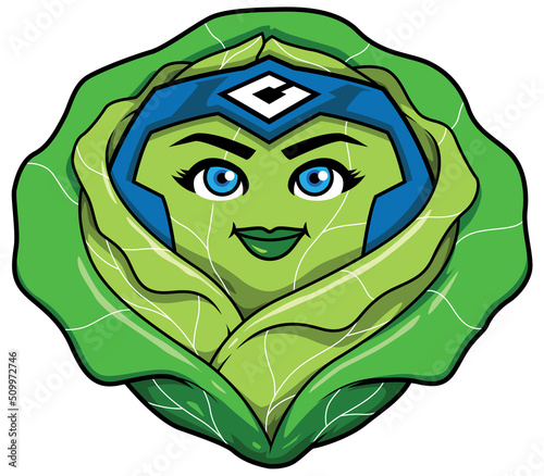 Cabbage Superhero Mascot