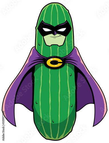 Cucumber Superhero Mascot