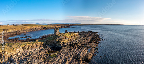 Aerial view of the amazing coast at St Johns Point next to Portned Island in County Donegal - Ireland.