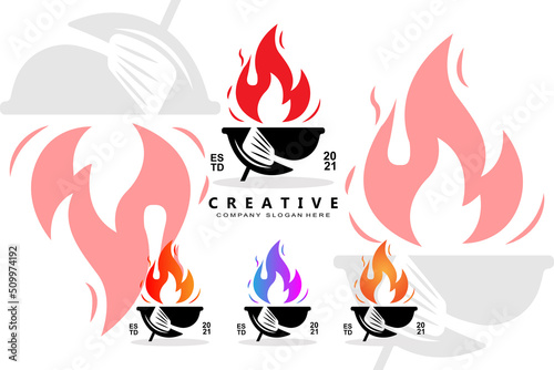 Barbeque Logo Design, roast beef illustration, grill icon