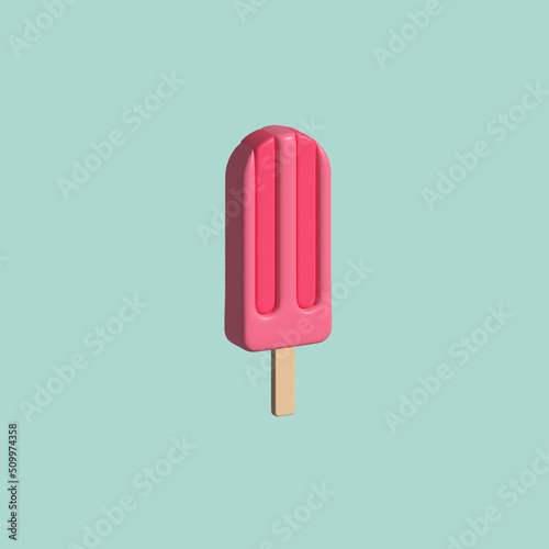 ice cream icon. 3 d ice cream. pink ice cream. food
