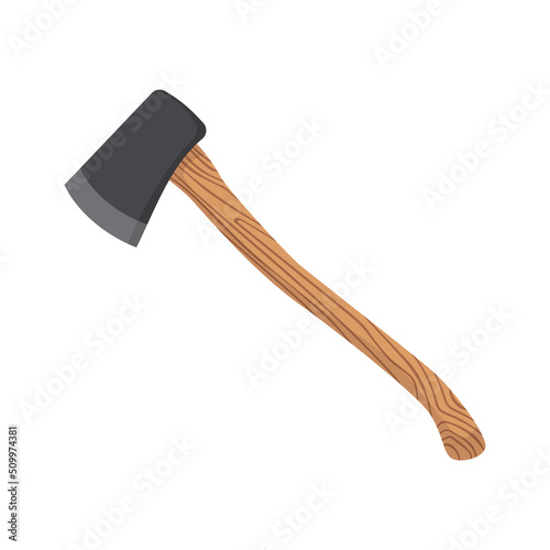 Canadian ax of Logger, lumberjack, woodcutter. Tools, equipment for logging, chopping firewood, branches, trees. Vector illustration isolated on white background