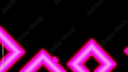 Transformation and upward movement of simple geometric shapes on black background. Seamless Looped animation. Abstract dynamic technology futuristic backdrop