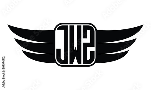 JWZ three Letter wing symbol minimalist creative concept icon professional logo design, Vector template photo