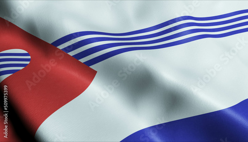 3D Waving Uruguay Department Flag of Artigas Closeup View photo