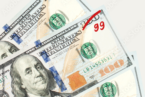 Inflation. 100 US dollar banknotes