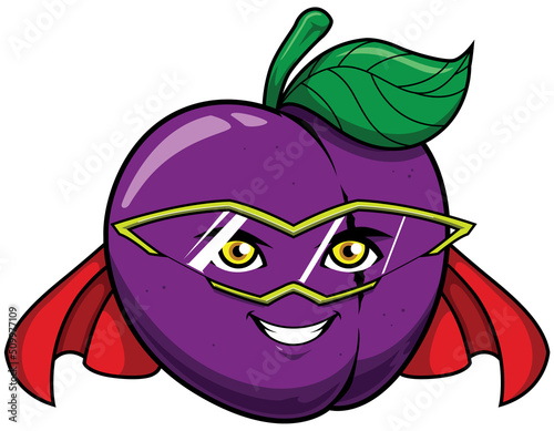 Plum Superhero Mascot